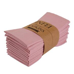Guardanapos de pano INFEI Linen Blended 40x40cm - Conjunto de 12 (Blush)