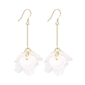 Brincos Merdia Long Dangle Faux Pearl Resin Petals Women