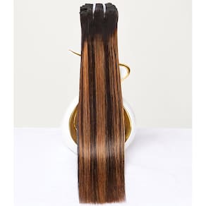 Pacotes de cabelo MLIP Raw Indian Straight 16" Brown Highlight