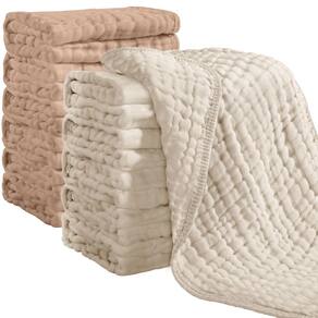 Panos para arrotar Looxii Muslin 100% algodão, pacote com 12 unidades, 20x10cm, Aprico