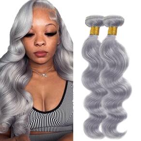 Pacotes de cabelo HertFeu Grey Body Wave 10A Brazilian Virgin x2