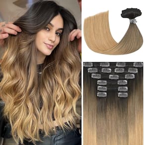 Extensões de cabelo Ukira Ombre Real Human Hair 14" 120g 7 unidades