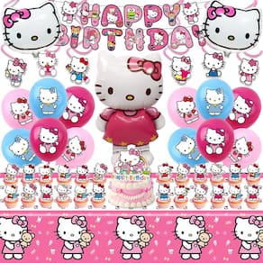 Conjunto de suprimentos de festa Kitty, decorações de festa de aniversário para meninas