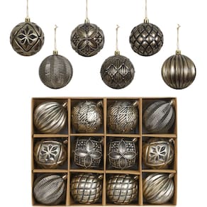 Conjunto de enfeites de bola de Natal XmasExp Vintage Rustic 12 unidades