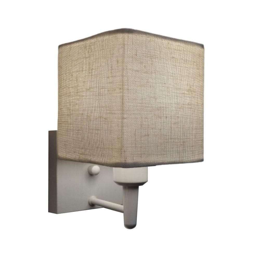 Arandela Quadrada Md-2006 Base Branco Cúpula em Tecido 14x14cm Rustico Bege - Bivolt