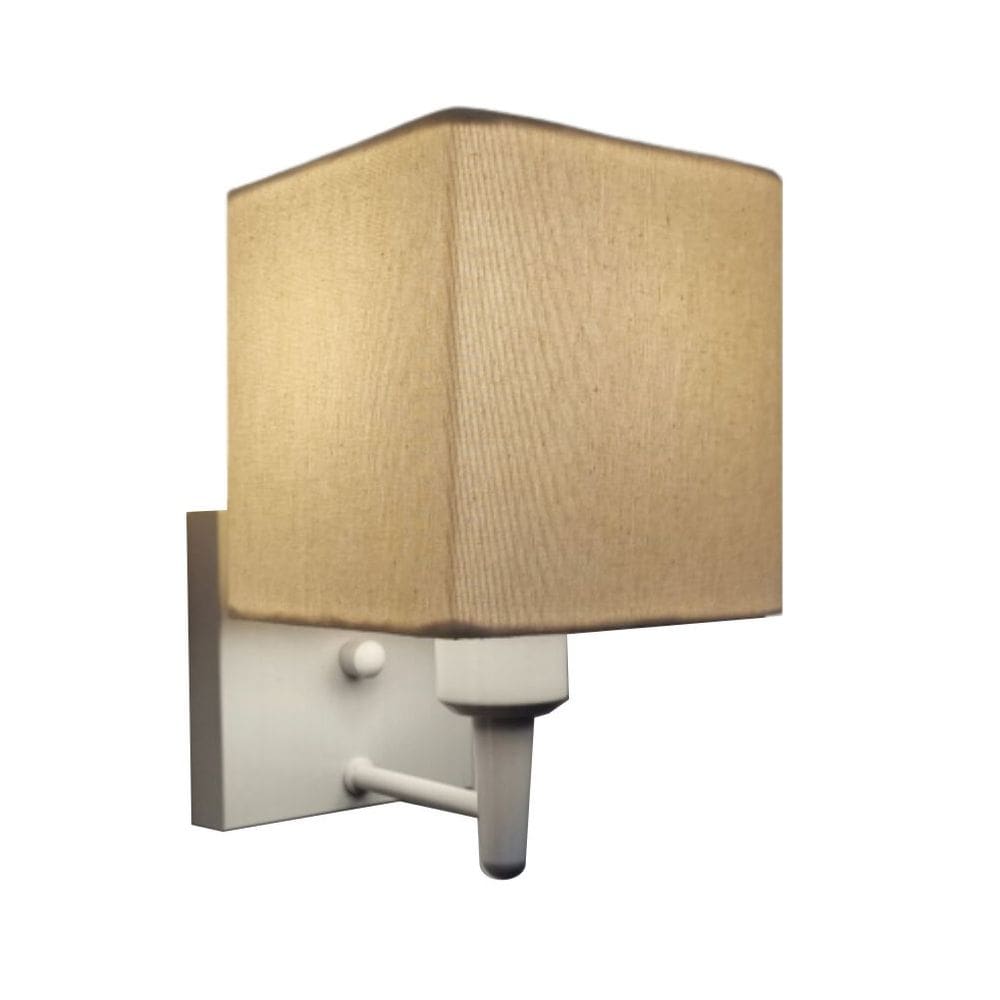 Arandela Quadrada Md-2006 Base Branco Cúpula em Tecido 14x14cm Algodão Crú - Bivolt