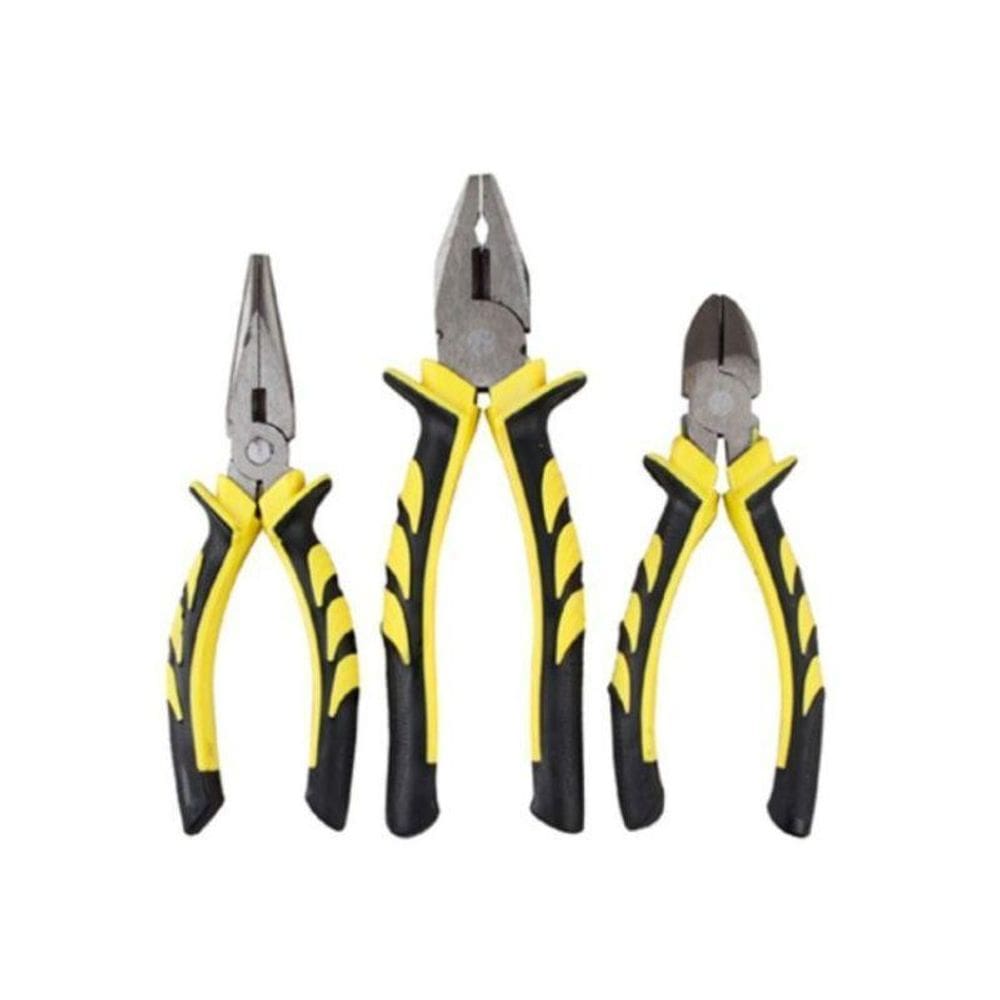 Kit Alicates Aço Carbono 01 Universal 01 De Bico 01 De Corte