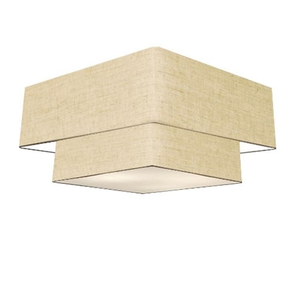 Plafon Duplo Quadrado Md-3022 Cúpula em Tecido 25/50x35cm Rustico Bege - Bivolt