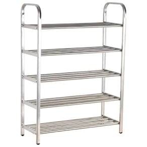 Sapateira Prateleira Inox 5 Andares Sandalia Calçado Tenis Sapato Organizaçao Objeto Hall de Entrada Estante Rack Multiuso