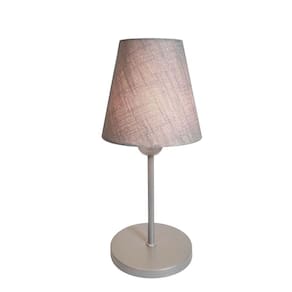 Abajur de Mesa Md-2005 Base Aluminio Cinza Cúpula em Tecido Cone Cinza - Bivolt