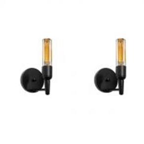 Kit/2 Arandela Retro Md-2028 Preto Suporte Para Lâmpada - Bivolt