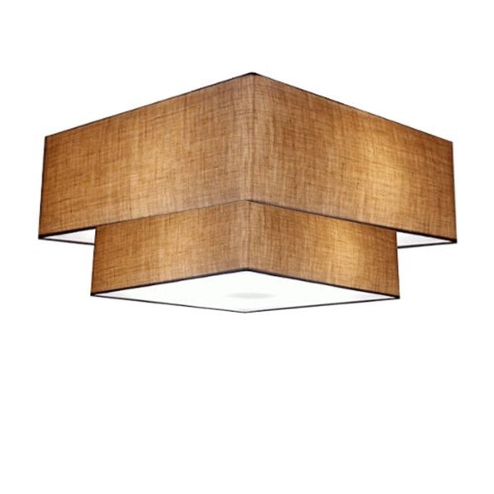 Plafon Duplo Quadrado Md-3022 Cúpula em Tecido 25/50x35cm Palha / Palha - Bivolt