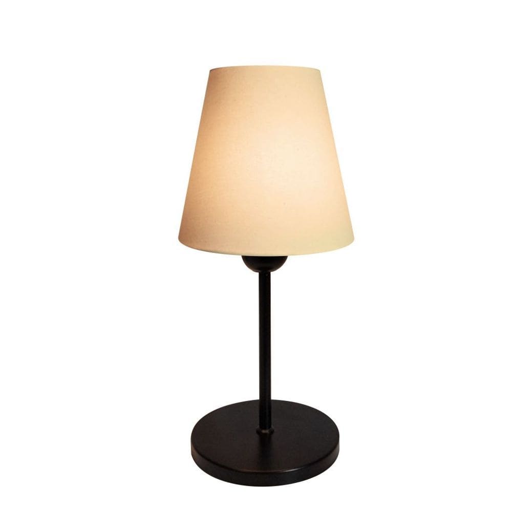 Abajur de Mesa Md-2005 Base Aluminio Preto Cúpula em Tecido Cone Algodão Crú - Bivolt