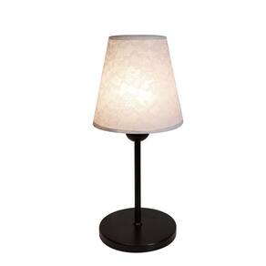 Abajur de Mesa Md-2005 Base Aluminio Preto Cúpula em Tecido Cone Renda Branco - Bivolt