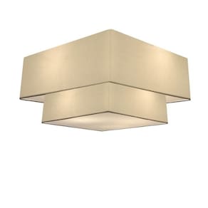 Plafon Duplo Quadrado Md-3022 Cúpula em Tecido 25/50x35cm Algodão Crú - Bivolt
