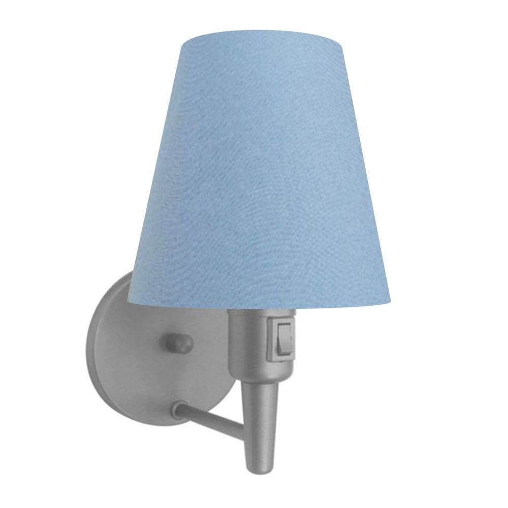 Arandela Cone Md-2013 Cinza C/ Inter Liga e Desl Cúpula em Tecido Azul Bebê - Bivolt