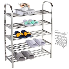 Sapateira Prateleira Inox 5 Andares Sapato Calçado Tenis Sandalia Rack Hall de Entrada Multiuso Resistente Organizaçao