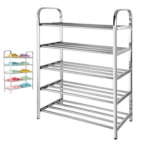 Sapateira Prateleira Inox 5 Andares Sapato Tenis Sandalia Calçado Organizaçao Hall de Entrada Rack Entrada Multiuso