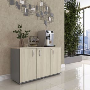 Armário para Escritório Pivotante Credenza Grafito/Castanheira