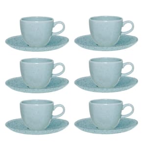 Jogo De Xicaras Chá Café C/Pires 6Pcs Porcelana Blue 220Ml