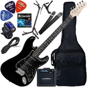 Kit Guitarra Elétrica Stratocaster Giannini G101 Preto Gx03
