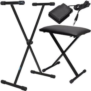 Kit Suporte Teclado Ask + Banqueta Bt10 Saty + Pedal Sustain