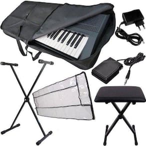 Kit Muti Acessórios Teclado Com Capa Banco Suporte Etc..