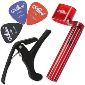 Acessórios De Violão Com Encordoador + Capotraste + Palhetas