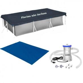 Kit Capa + Forro Piscina 3700 Lts Mor + Bomba Filtrante 220V