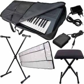 Kit Muti Acessórios Teclado Com Capa Suporte Banco Etc..