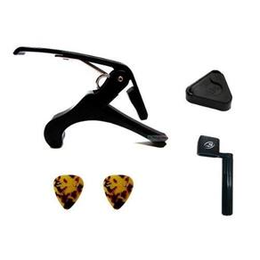 Kit Para Violão Capotraste + Encordoador + Porta + Palhetas