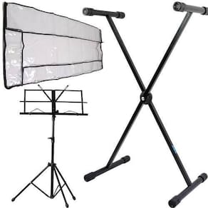 Kit Suporte Teclado Com Cobertura 5/8 + Estante Partitura