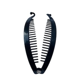 Kit 2 Presilhas De Cabelo Preta Estilo Banana Com Pente 14Cm