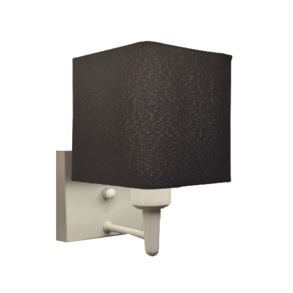 Arandela Quadrada Md-2006 Base Branco Cúpula em Tecido 14x14cm Preto - Bivolt