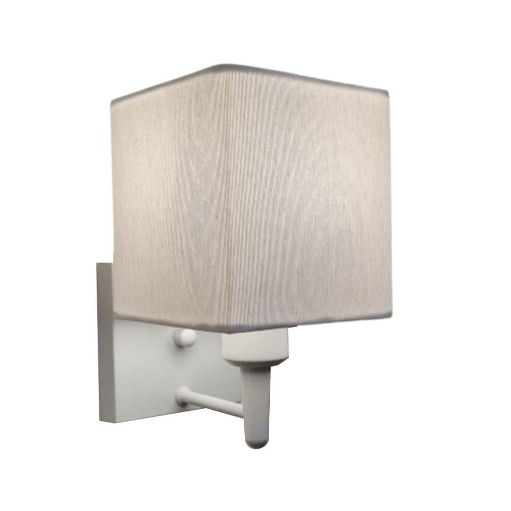 Arandela Quadrada Md-2006 Base Branco Cúpula em Tecido 14x14cm Branco - Bivolt