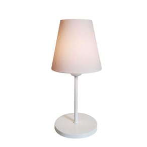 Abajur de Mesa Md-2005 Base Aluminio Branco Cúpula em Tecido Cone Branco - Bivolt