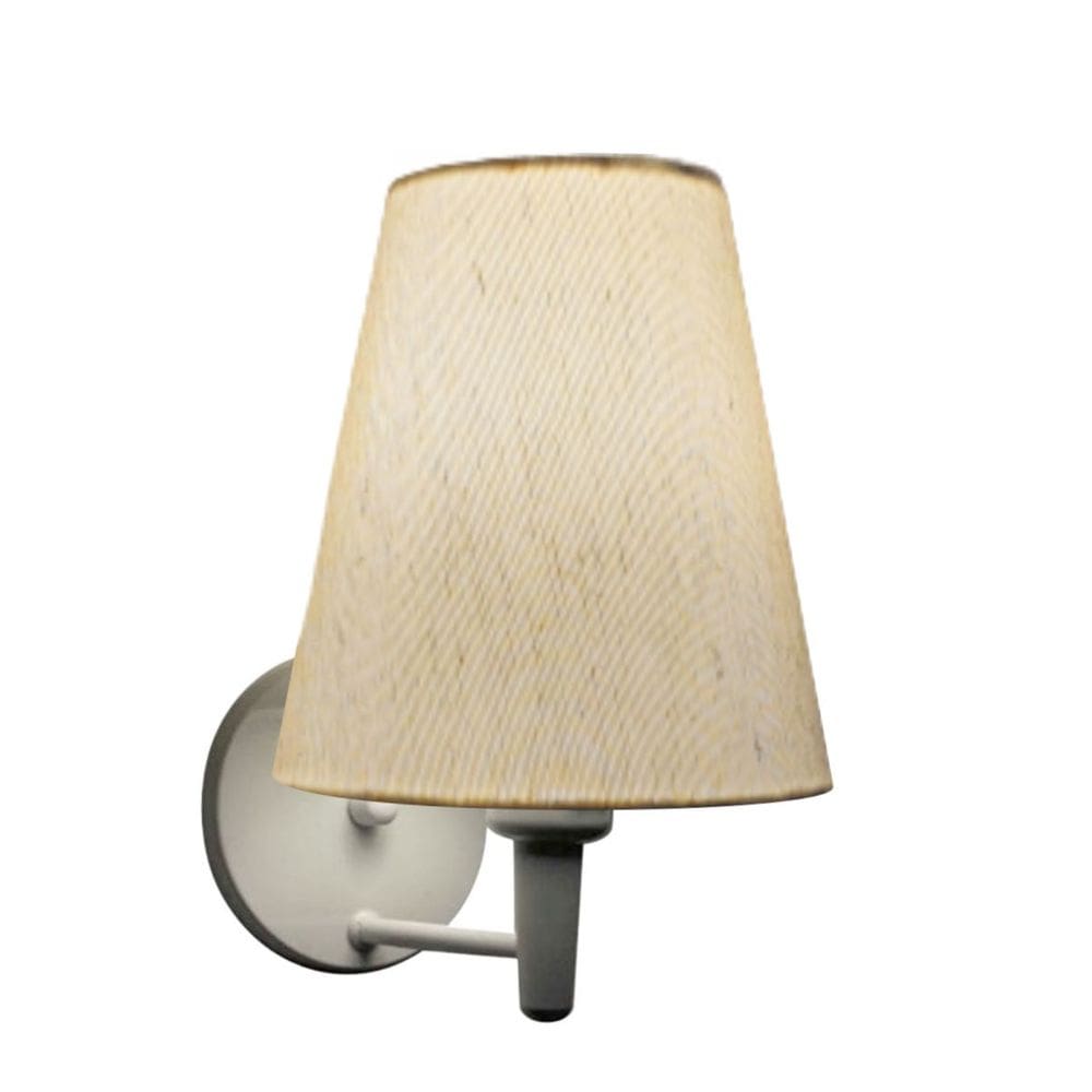 Arandela Cone Md-2007 Base Branco Cúpula em Tecido 20/08x18cm Linho Bege - Bivolt