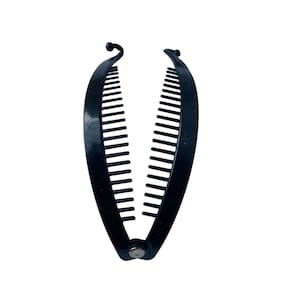 Kit 4 Presilhas De Cabelo Preta Estilo Banana Com Pente 14Cm