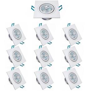 Kit 10 Lâmpadas Led 3W Spot Quadrado Embutir Bco Quente Biv