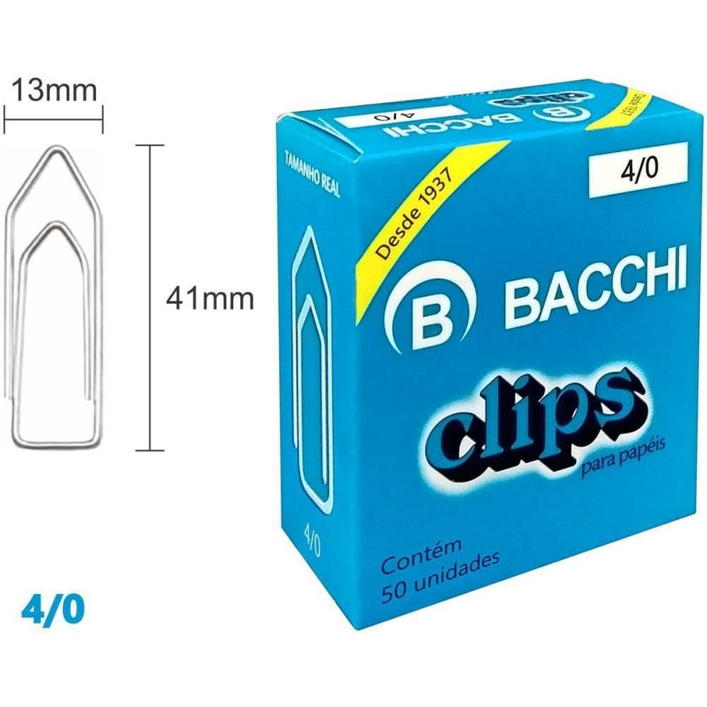 Clips Galvanizado Aco 4/0 50 Unidades - Bacchi Pct/10