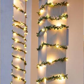 Cordão De Luzes Led Folhas Artificiais Decorativas 2m/20leds