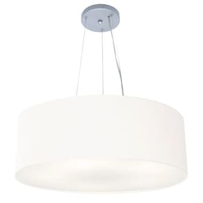 Lustre Pendente Cilíndrico Md-4070 Cúpula em Tecido 80x30cm Branco - Bivolt