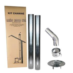Kit Chaminé Para Fogão A Lenha 2 Canos 1m + Curva 45º + Chapéu + Anel Borboleta Galvanizado 115mm Nº1 - Hedlund