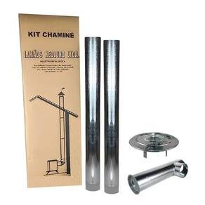 Kit Chaminé Para Fogão A Lenha 2 Canos 1m + Joelho + Chapéu Galvanizado 115mm Nº2 - Hedlund