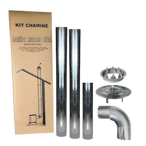 Kit Chaminé Para Fogão A Lenha 2 Canos 1m + 1 Cano 50cm + Joelho 90º + Chapéu + Anel Galvanizado 110mm Nº1 - Hedlund