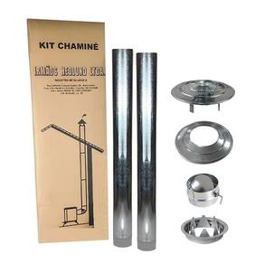 Kit Chaminé Para Fogão A Lenha 2 Canos 1m + Chapéu + Acabamento + Anel + Anel Borboleta Galvanizado 115mm Nº1 - Hedlund