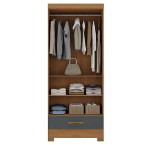 Guarda Roupa Roupeiro Multiuso Smart Versatile 1 Gaveta Sem Portas Cinamomo Grafite- Rodial Móveis