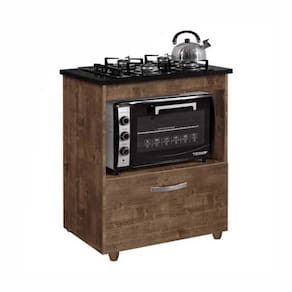 Balcão para Cooktop Salvia 5 Bocas 1 Porta Ypê -Kaiki Móveis