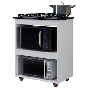 Balcão para Cooktop Turim 5 Bocas Branco - Kaiki Móveis