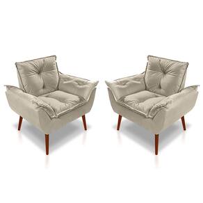 Kit 02 Poltrona Opala Decorativa Suede bege